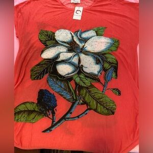 Coverup OSFA sheer floral design